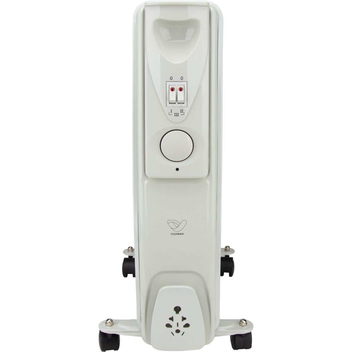VOLTMAN, Radiatore a olio mobile da 2500 W, Termostato regolabile, Da 3 a 5 livelli di riscaldamento, Ruote integrate, Silenzioso, Ideale per soggiorni, Bianco