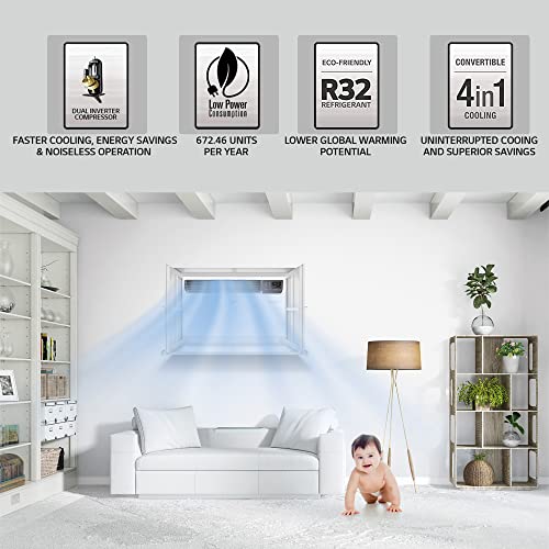 Image of LG 1.0 Ton 5 Star DUAL Inverter Wi-Fi Window AC (Copper, Convertible 4-in-1 cooling, PW-Q12WUZA, HD Filter, White)