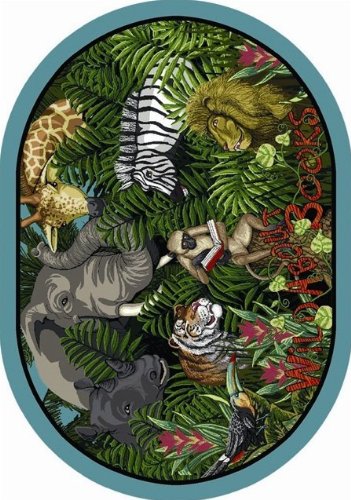 Wild About Books Educational Rug - Oval - WearOn Nylon Machine Tufted Cut Pile
