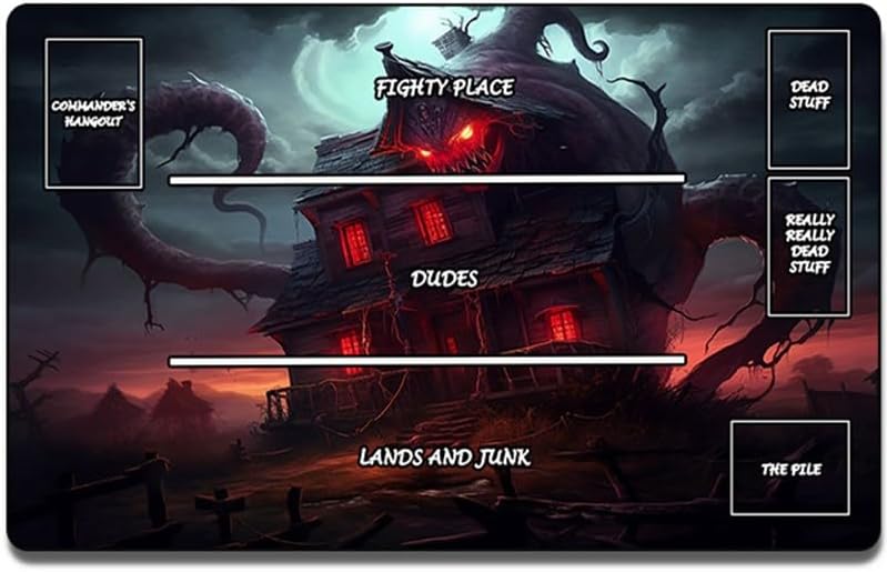 Tapete de juego MTG, tapete de juego TCG para juego de cartas coleccionables de 24 x 14 pulgadas, serie Demon Warrior, tapete de juego MTG con zonas