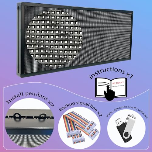 Image of P6 Programmable Led Sign Custom Scrolling Outdoor Digital Signs For Businesses Display Screen Electronic Message Board Stock Ticker Advertising Pixel Led Panel Marquee 40 inchX17 inch
