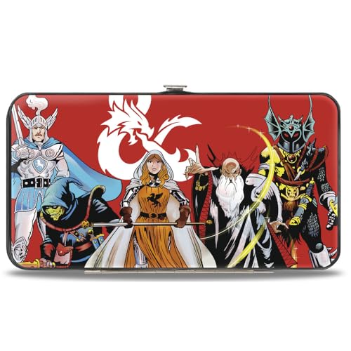 Buckle-Down Wizards of the Coast Wallet, Hinged, Dungeons and Dragons Group Pose and Ampersand Icon Red White, Vegan Leather
