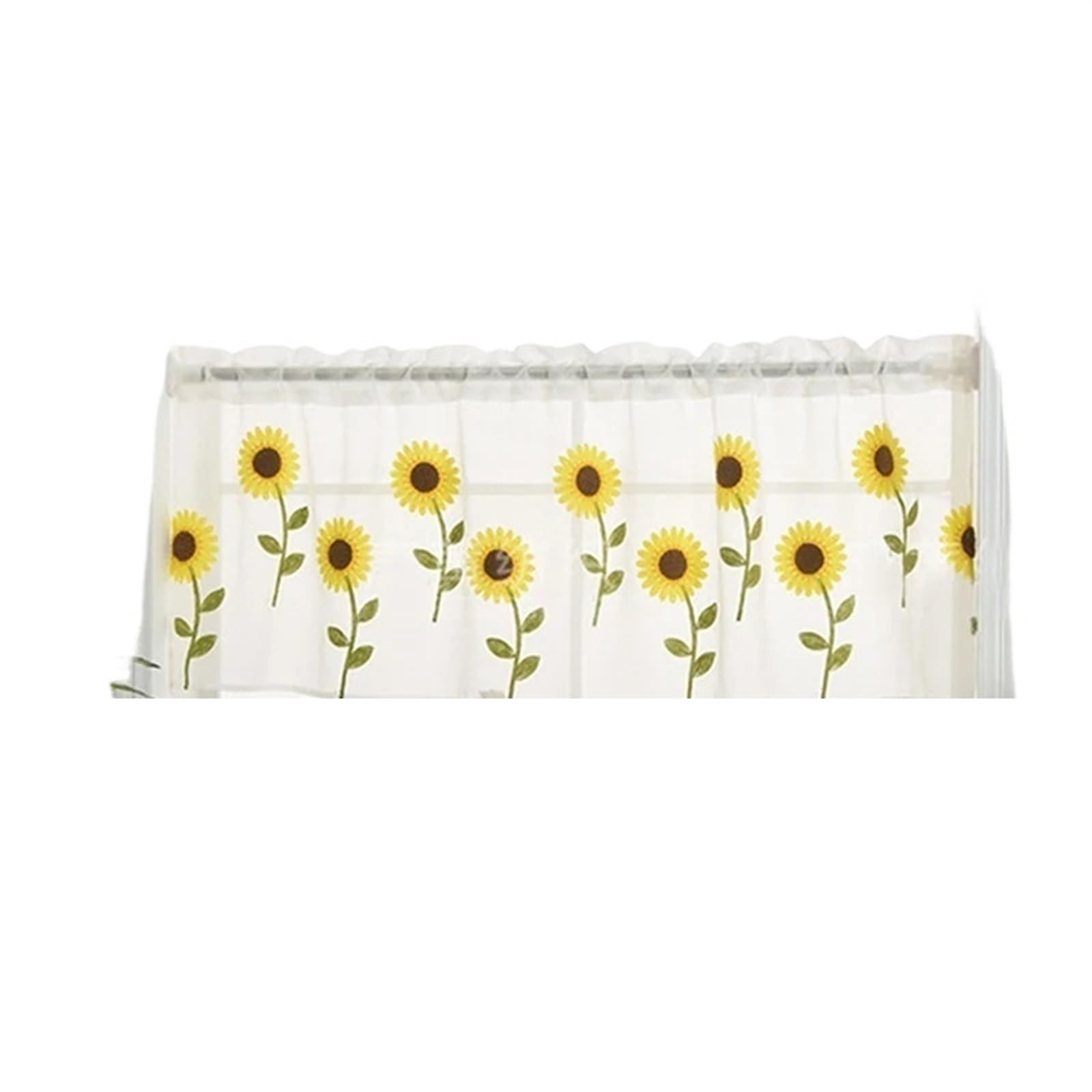 XIUsheUA short curtains Daisy Embroidered Sheer Short Curtain | Kitchen Cafe Window Half Valance Tulle Door Drape(White-L)