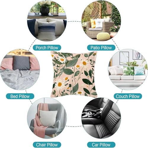 Coussin extérieur imperméable vert double face imprimé en lin beige modèle g-779 - 8