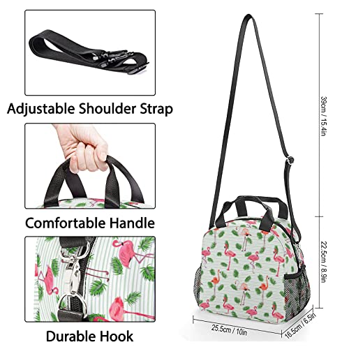 Vielegeld Flamingo Lunch Bag, Palms Reusable Lunch Box Insulated Meal Tote For Kids Women Men Cooler Bag With Shoulder Strap, Durable Lunch Tote For Work School Picnic, Palms Flamingo #TOP1