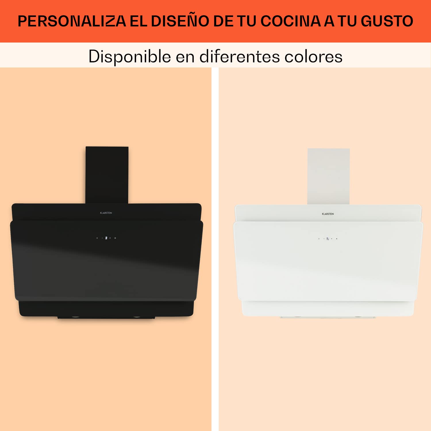 Klarstein Campana Extractora Cocina Montaje Pared con Filtro Aluminio Antigrasa para Lavavajillas, Flujo Aire 607m³/h, LEDs, Controles Táctil