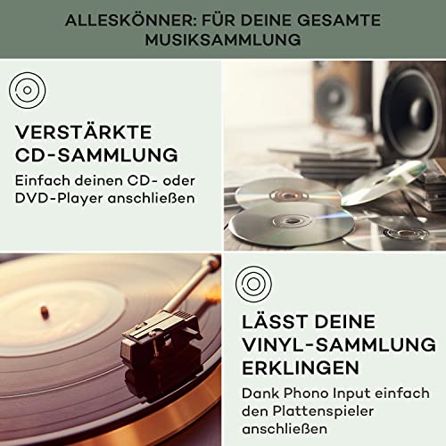 Auna Verstärker, HiFi Stereo Mini Verstärker, HiFi-Verstärker mit Bass & Treble Regler, 2 Kanal...