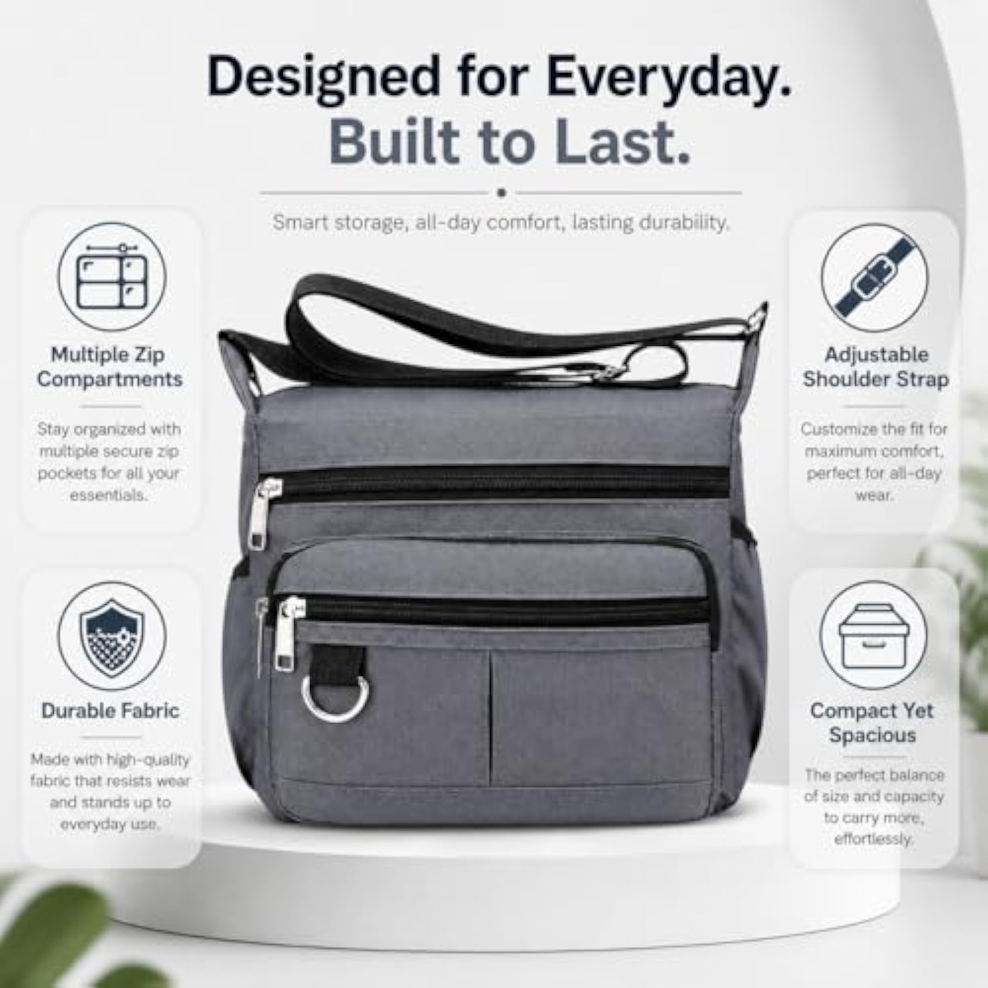 Nylon Crossbody Shoulder Bag for Men and Women