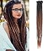 Dsoar 24inch Ombre Dreadlocks Extensions for Women/Men 10 Strands Synthetic Dreads Handmade Crochet Braiding Hair Jamaica Reggae Locs(Ombre Black and Dark Brown)