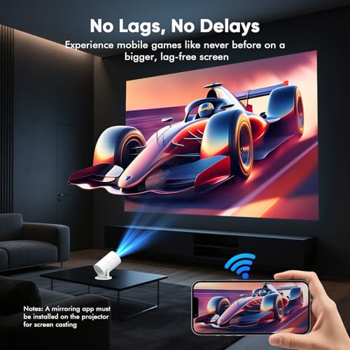 [ Built-in Google TV & Voice Control] WISHOLY Mini Projector with WiFi and Bluetooth, Built-in Streaming Apps, Portable Movie Projector 4K with 180° Rotatable for Outdoor, Home Theater, Movie Night by WISHOLY - Image 8