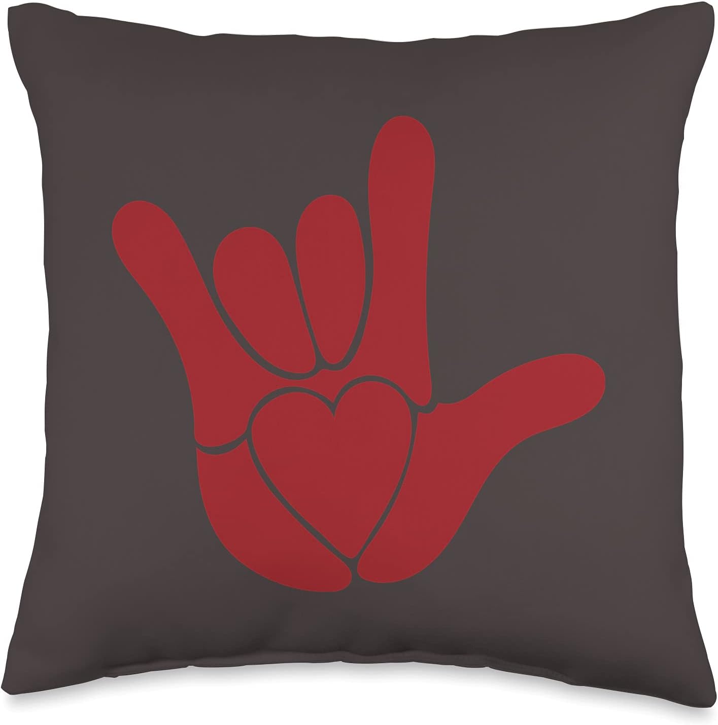 ASL - Sign Language for Deaf, I love you, Heart in Hand Throw Pillow