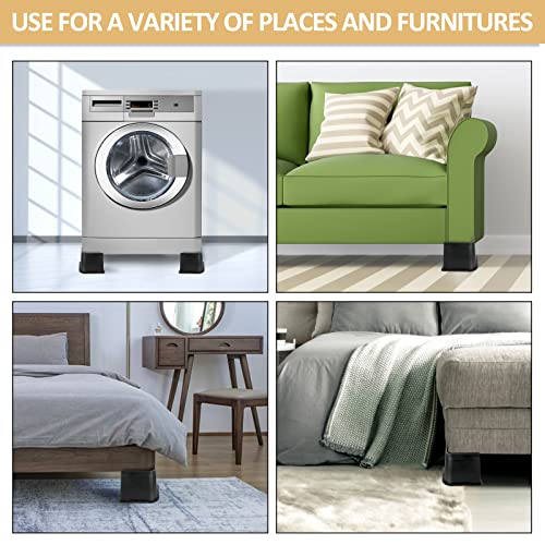 Tocawe Bed Risers 4 Inch Lift, Set Of 8 Heavy Duty, Up To 5500Lbs, Furniture Risers For Bed Frame, Couches, Tables, Desks,Black #TOP4