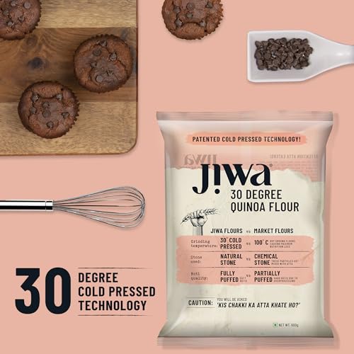 Image of JIWA healthy by nature Organic Quinoa Flour | Soft Fluffy Rotis | Protein Rich Chakki Ground Atta | Indian Origin | Certified Organic & Gluten Free | 100% Natural | 900 g