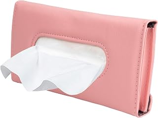 Carstuus Pink Sun Visor Car Tissue Holder, Cute Car Accessories for Women | Lovely Pink Tissue Box, Easy Paper Refill, Built-In Napkins, Easy-Access, Stylish Interior Decor, Car Essentials for Women
