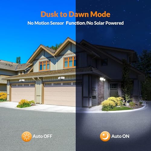 Image of LEPOWER 2 Pack LED Security Light Dusk to Dawn Outdoor Flood Light Fixture with 2 Adjustable Heads, 3000LM /28W, 5500K, IP65 Waterproof Exterior Flood Lights for Garage, Backyard (Black)