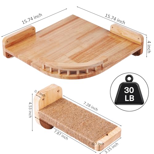 Estante para gatos de madera con 3 niveles y cama plush miniatura 2
