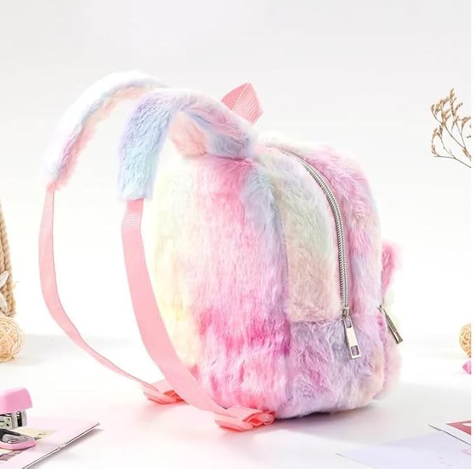 Image of Frantic Kids Velvet School Bag Plush Backpack Baby Girl Preschool Bags Ideal for Baby Boy & Girl Picnic Bags (2-5 Years)