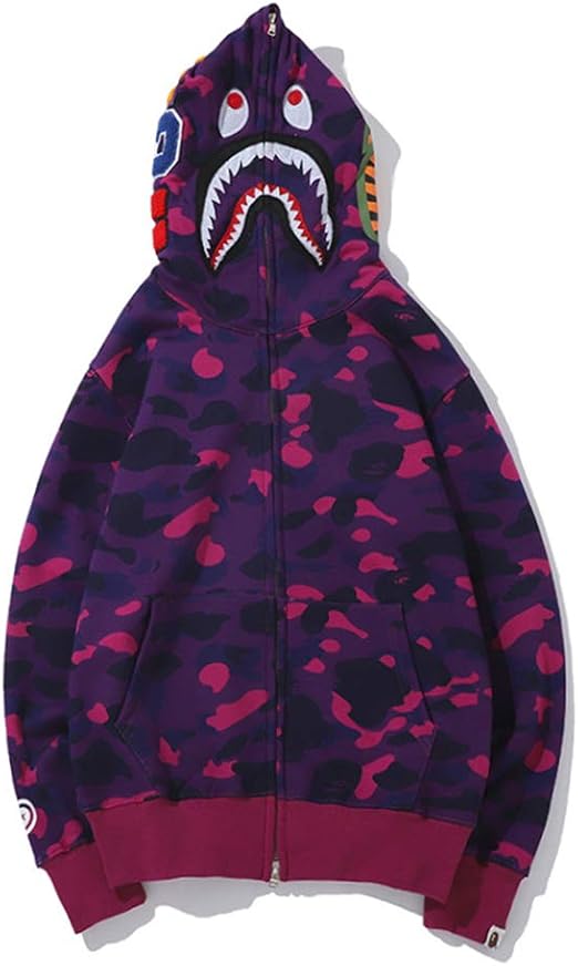yur67 Men's Camouflage Bape Shark Mouth Casual Hoodie : Amazon.it:  Abbigliamento