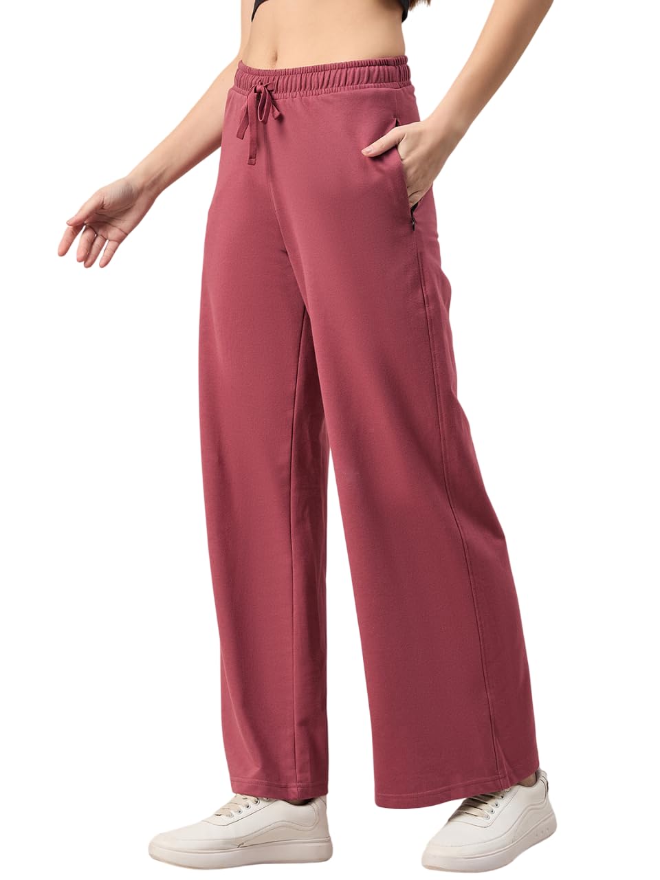 femea Wide Leg Track Pants, Drawstring Waist, Mauve-picture-27