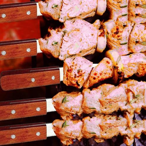 Brochetas para kebabs planas de 50 cm que evitan el giro de la carne en barbacoas, 4 piezas 7