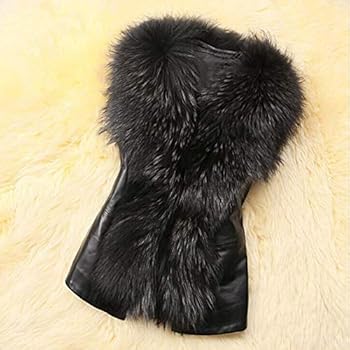 Bontvest voor dames, kunstbont, voordelig bontvest, zwart, kort vest