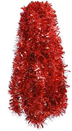 DECORA Red Tinsel Garland for Christmas Tree Decorations Wedding Birthday Party Supplies 33 FEET