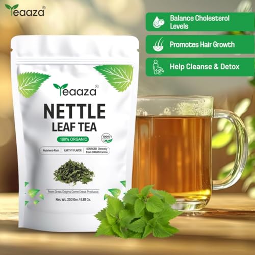 Image of Teaaza Organic Nettle Leaf Tea | Nettle Tea Leaves, 250 Grams, 200+ Cups | Sourced from Himalayas | For Kidney Detox, Raising Hemoglobin & Joint Health, Budget Pack