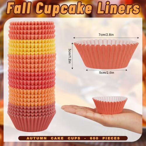 Image of 600Pcs Fall Cupcake Liners Autumn Baking Cups