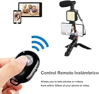 baihuo Vlog Készlet - Okostelefon Mikrofon LED Világítással és Állvánnyal - iPhone és Android Kompatibilis TikTok YouTube Videófelvételhez é 6