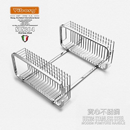 Viborg Deluxe Solid Thick Sus304 Stainless Steel Wire Wall Mount Mounted Double-tier 2 Tier Bathroom Bath Shower Basket Shelf Shelves Tidy Caddy Storage Organizer Shampoo Holder Caddies, XS-805 (Polished mirror-like)