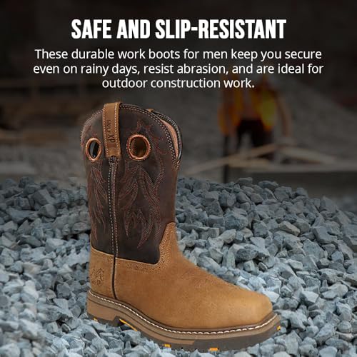 Wolf Leather Work Boots for Men - Slip Resistant, Insulated, Construction Mens Work Boots - Composite Toe4