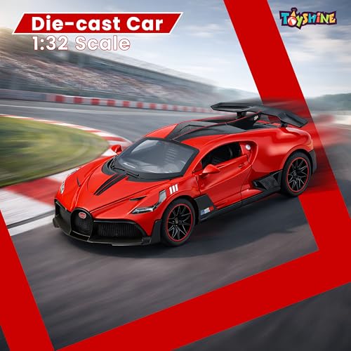 Image of Toyshine 1:32 Scale Die Super Fast Racing Model Car with Music and Lights Along with Pull Back Function Opening Doors Feature for Kids Boy Girl 3+, Red