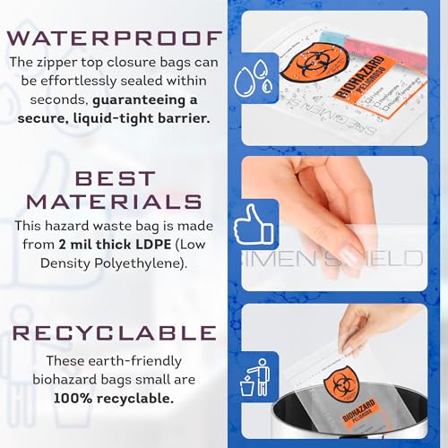 Image of APQ Biohazard Specimen Bags - 8 x 10 Inch Clear Zipper - Pack of 2000, 3MIL Polyethylene Transport Bag