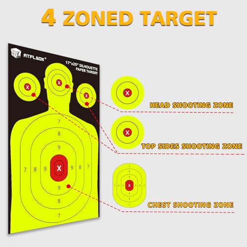 atflbox silhouette paper target for the range 17x25 inch high visibility target paper for indoor and outdoor shooting practice suitable for handgun pistol rifle airgun pellet bb gun