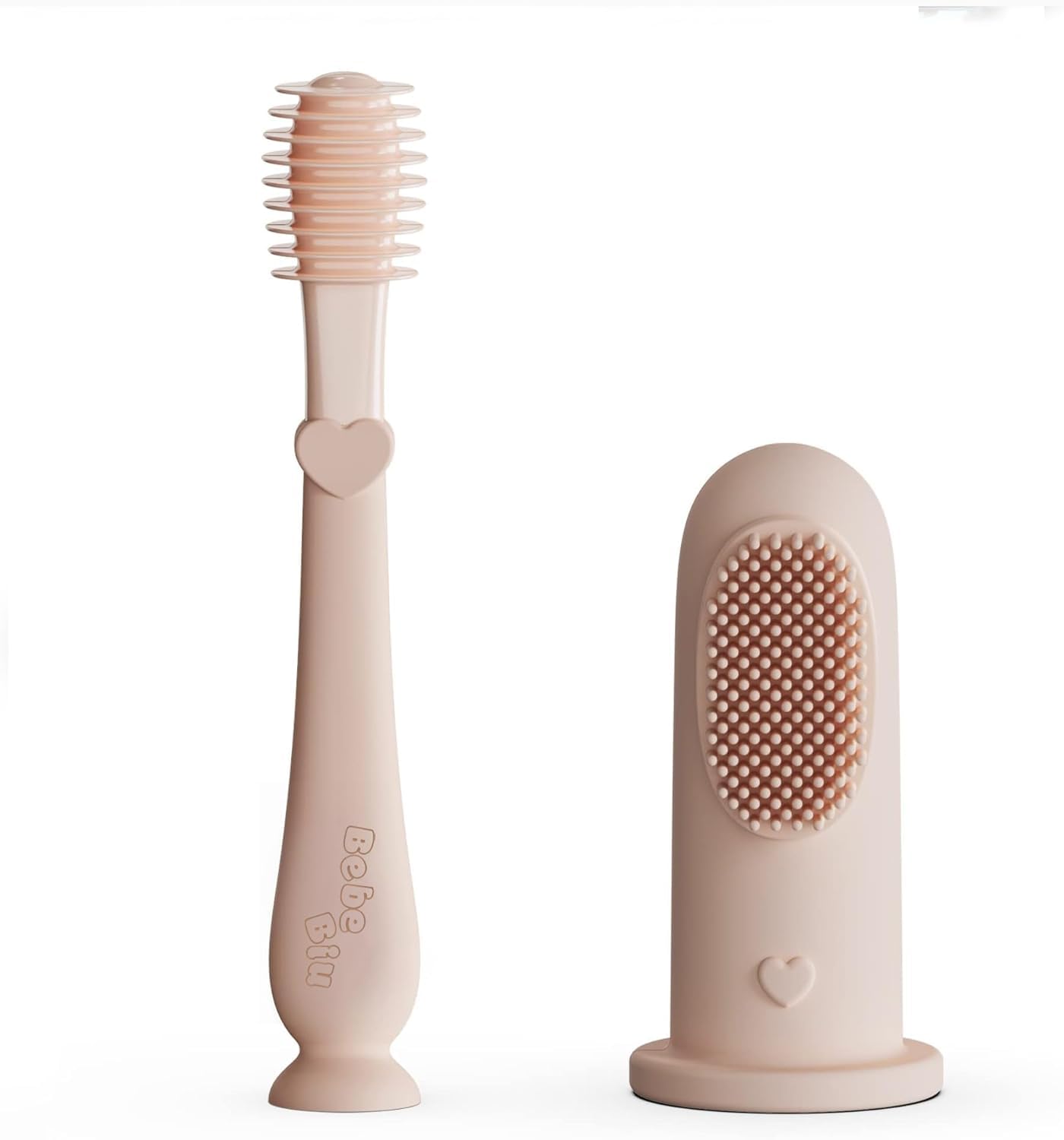 WROPZO Baby Finger Toothbrush Tongue Oral Cleaner Kit Silicone Baby Toothbrush with Suction, 2 Piece (Blush)-image-33