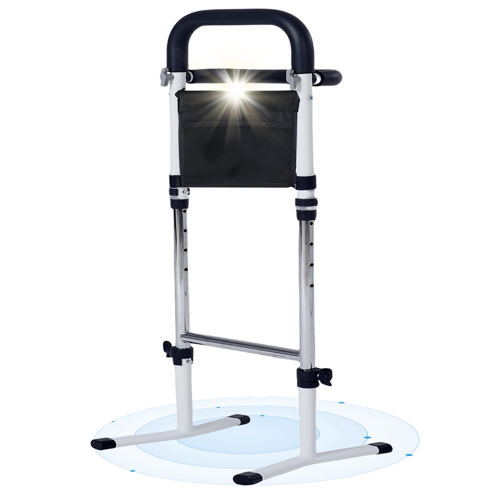 Ayuda para Levantarse y Sentarse, Soporte de Ayuda para Levantarse para Personas Mayores con Luz con Sensor y Bolsa, 5 Niveles Ajustable 75–91cm, Soporta 136 kg, para Inodoro, Sofá, Escaleras