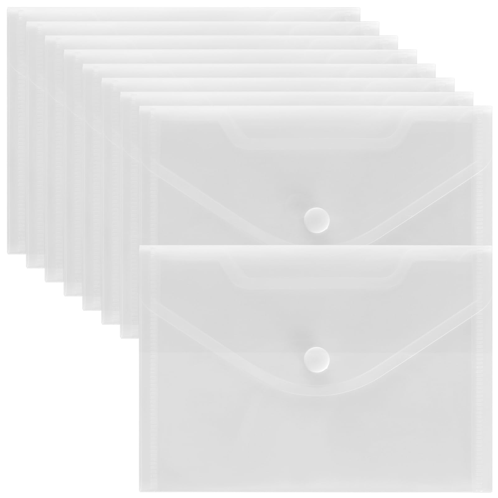 KEILEOHO 50 cartelle portadocumenti, formato A6, trasparenti, in plastica, con bottone automatico, per organizzare documenti, 170 x 120 x 1,6 mm