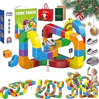 Track Fusion - 2026 Next Generation Track Fusion Train, Trackfusion 3D Train Routes with Mix-and-Match Stem Cubes, Trackfusion Trains Modular Clip-Fit Tracks, Build Uphill, Loop 360° (81Pcs+3Cars)