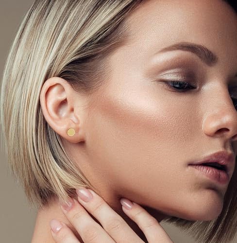 Hoberta Real 14k solid Yellow Gold Stud Earrings with Screw back for Women Girls Men for Sensitive ears Small & Minimalist Dot Studs Jewelry for Gifts2