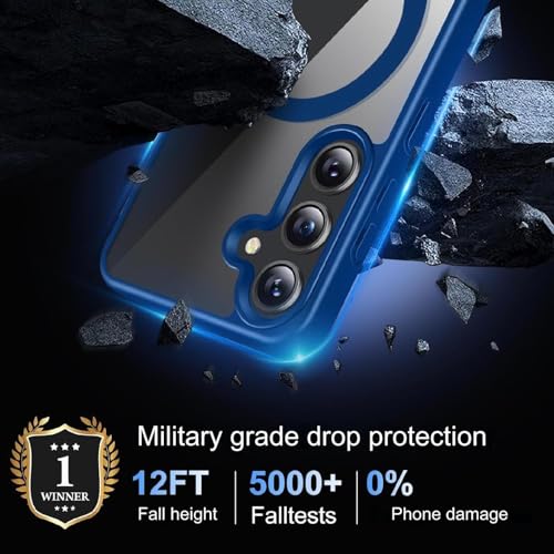 Image of DIZORO Compatible Samsung Galaxy A17 5g Case,Compatible with MagSafe, Non Yellow Military-Grade Drop Protection & Hard PC Back Cover Slim Transparent Anti-Scratch Shockproof Phone Case - Blue