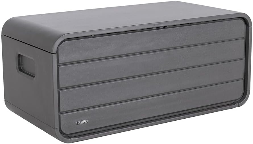 LIFETIME Garden Box 515 L Plastic | Cushion & Storage Box | Dark Gray | 72 x 147 x 65 cm | Includes Gas Struts