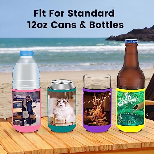 Custom Can Coolers Sleeves Bulk 1-1000pcs Personalized Collapsible Insulated Can Cooler Drink Holder with Logo Image Text for Anniversary Wedding Birthday Party Fishing Picnics - Thumbnail 4