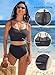 Herseas Women's High Waisted Bikini Set 2 Piece Full Coverage Swimsuits Longline V Neck Bathing Suit Teen Girls 2026 Fashion Swimming Wear Dark Grey Medium