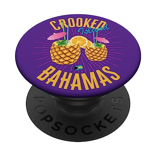 Crooked Island Bahamas Flag Cruise Vacation Bahamian PopSockets Swappable PopGrip, Black