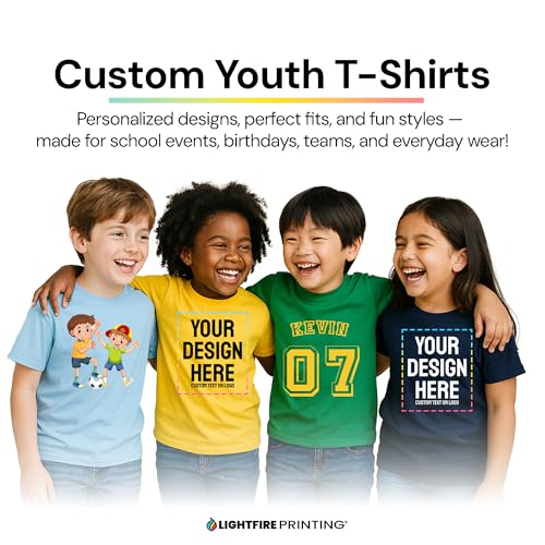 Personalized Kids T-Shirt Print with Text, Image or Logo - Custom DTF Printed Cotton Tees - Design Your Own Shirt for Kids4