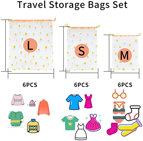 Drawstring Storage Bags, 18PCS Travel Shoe Storage Bags for Packing - 3 Sizes Reusable Space Saver Storage Pouch Bag for Clothes Shoe Underwear Travel Accessories