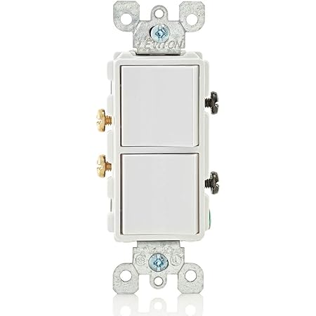 Leviton 5634-W 15 Amp, 120/277 Volt, Decora Single-Pole, AC Combination Switch, Commercial Grade, Grounding, White, Small