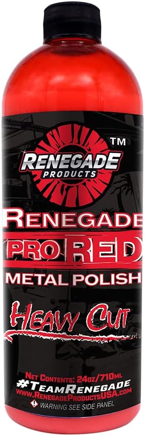 Renegade Products USA Rebel Pro Red Liquid Metal Polish by Heavy Cut Aluminum Polish for High Luster on Rims, Wheels, Tanks, Bumpers etc. 24 Oz Bottle