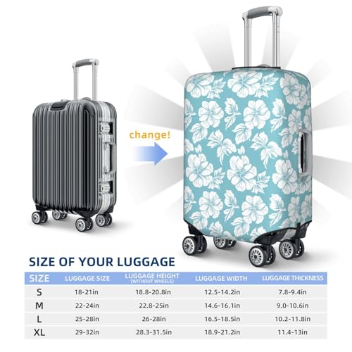 White Hibiscus Flower On Light Blue Elastic Travel Luggage Covers Dustproof Scratch-Resistant Suitcase Protector Fit 22-24 Inch4