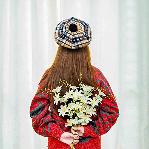 Image of Scottish Tam O' Shanter Hat Tartan Bonnet Pom Pom Wool Flat Cap One Size